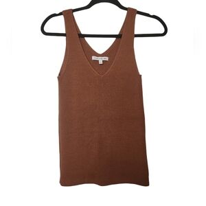 Elizabeth And James Women's  Autumn Brown Rib Knit Sleeveless Sweater Top Size S
